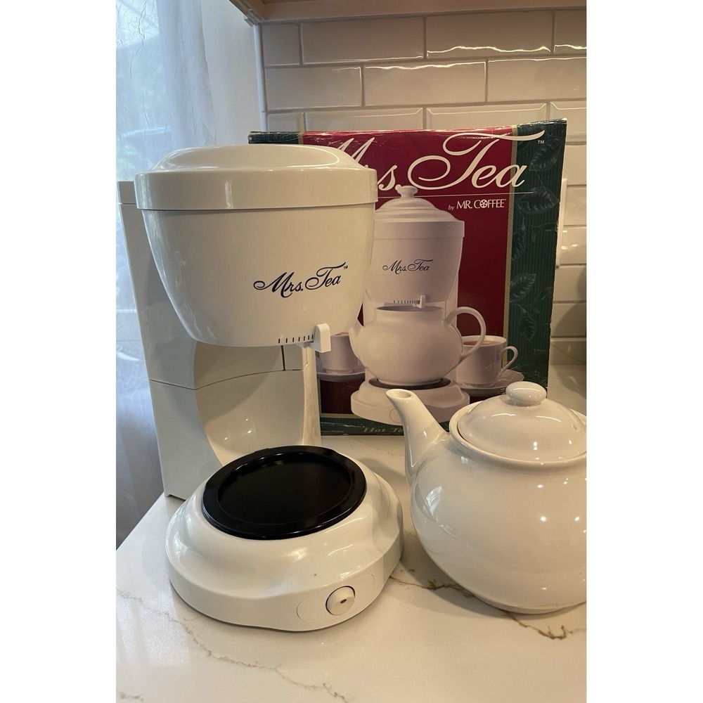 Mrs Tea by Mr Coffee Hot Tea Maker 6 Cup Ceramic Pot White Electric New Open Box